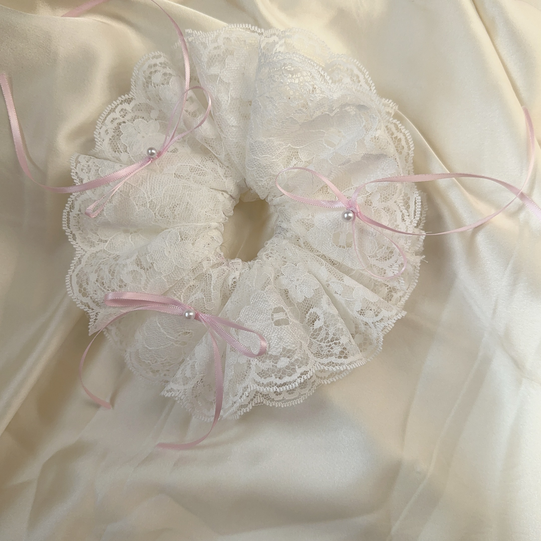 【71-100】【直播链接】甜美风蕾丝蝴蝶结大肠发圈韩式网纱发绳发饰