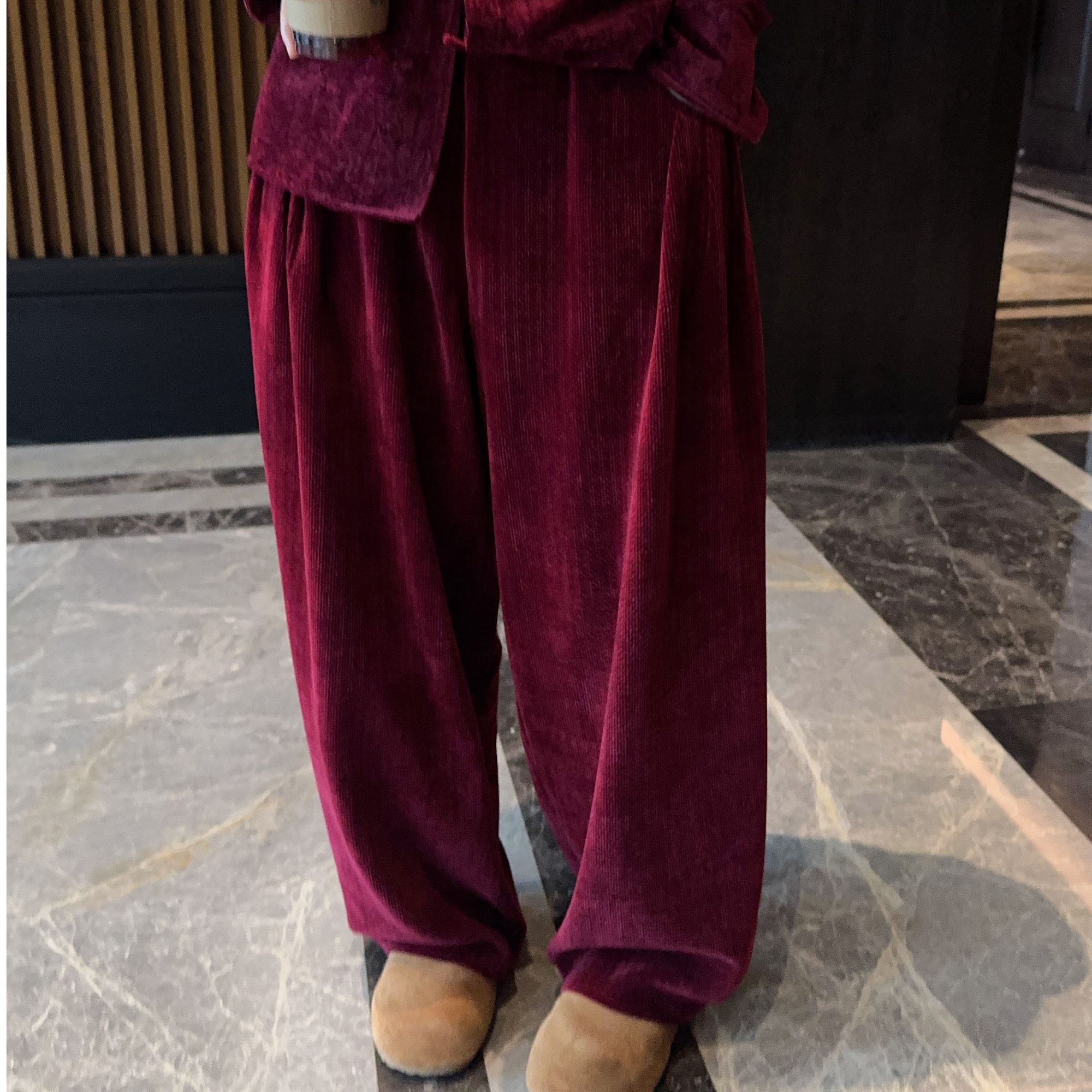 《豆蔻》25年冬季新款原创设计加厚百搭休闲直筒裤