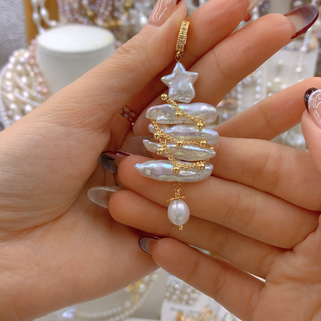 淡水珍珠耳饰合金