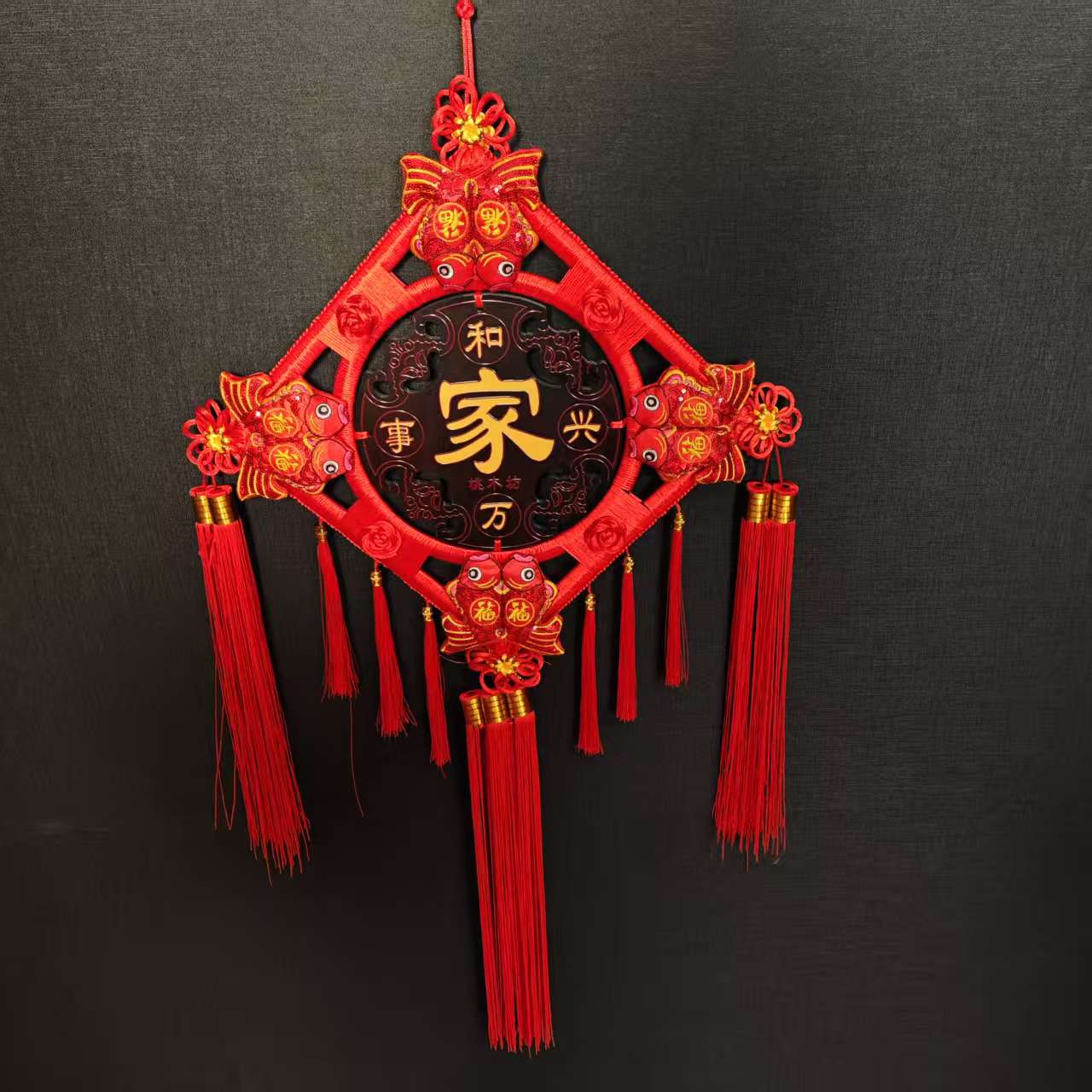  2026款新年喜庆高档中国结客厅背景墙玄关乔迁喜庆装饰