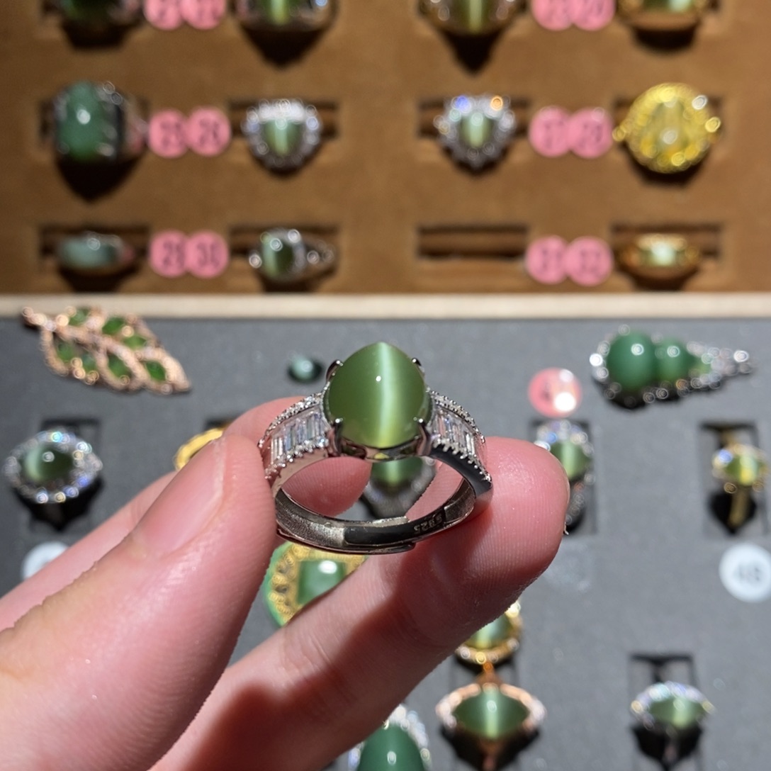 和田玉银S925镶嵌戒指