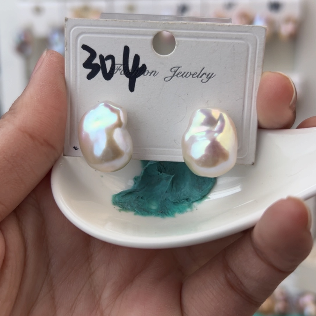 淡水珍珠耳饰银S925镶嵌