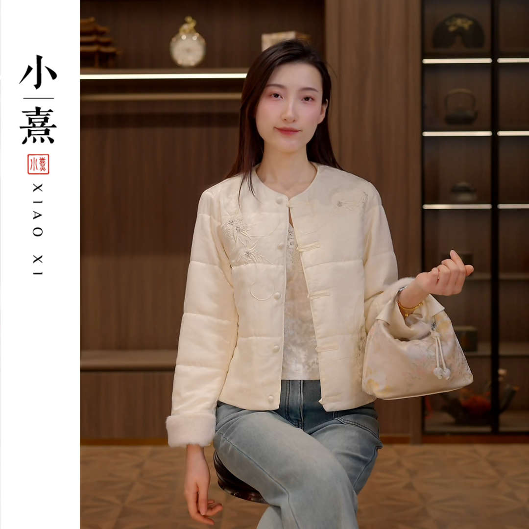 【白泽】冬季2025新款新中式棉衣女装国风宽松加棉加厚显瘦保暖外套