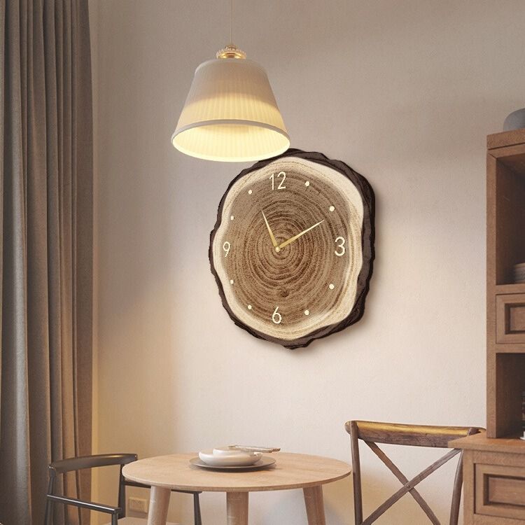 年轮侘寂风日式现代简约高档时钟钟表饭厅挂画餐厅装饰画q49