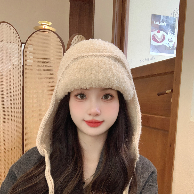 新款护耳包头帽韩版保暖系带雷锋帽学生纯色简约飞行帽