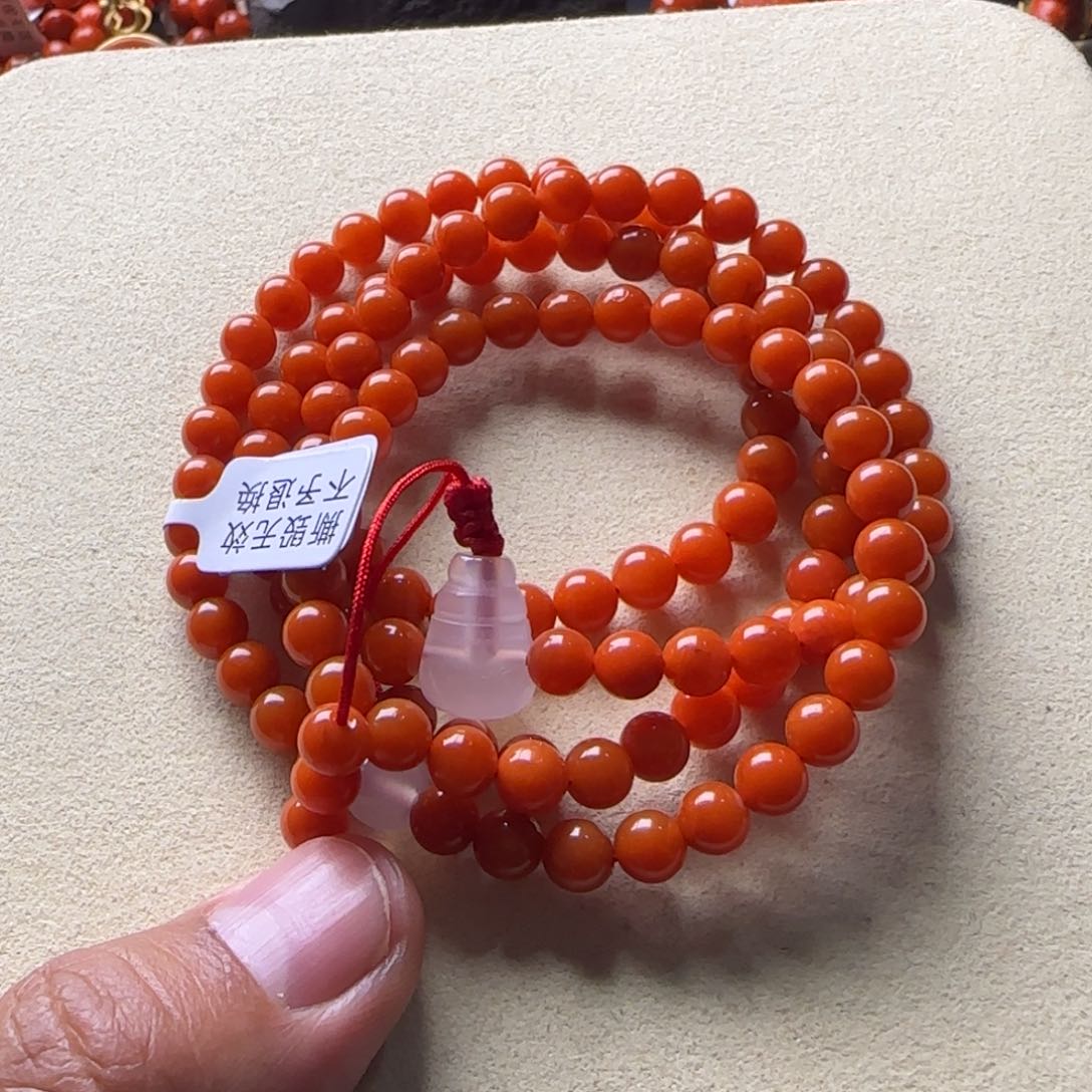 南红玛瑙手链未镶嵌咕****烦冷水河6.1mm