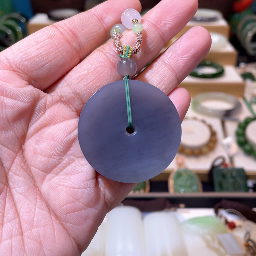 和田玉高品浓烟紫平安扣未镶嵌