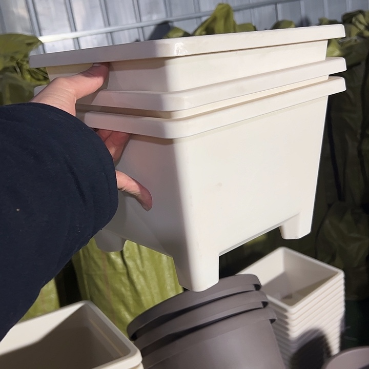 微瑕米白方球根26外径19高3个盆