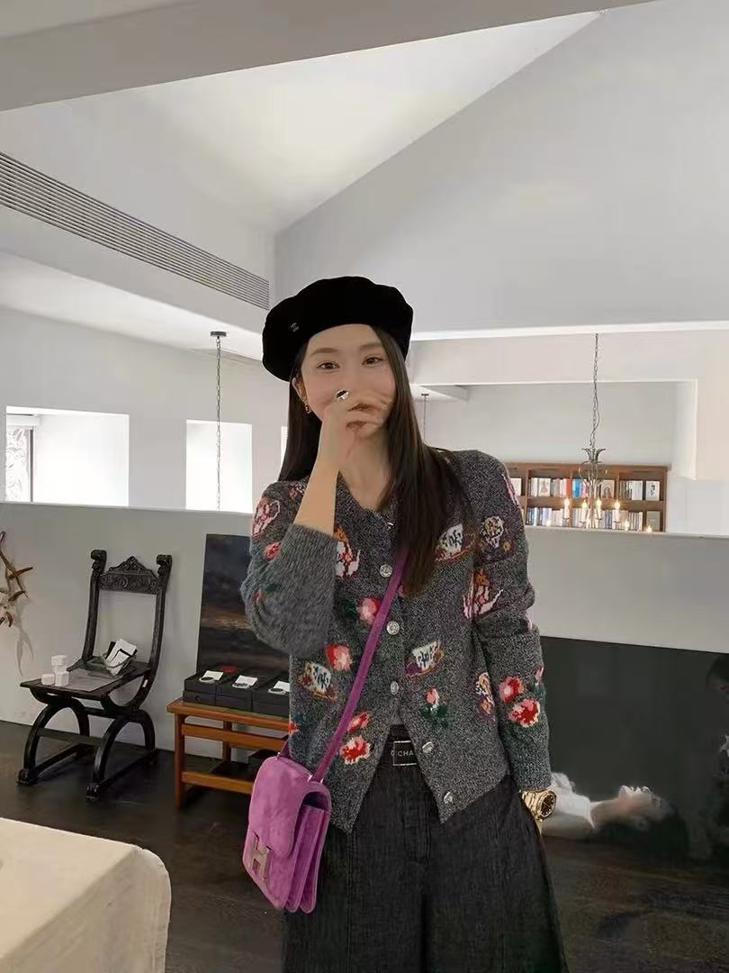 小香风开衫 高定 重工嵌花茶壶小稥风外套4594