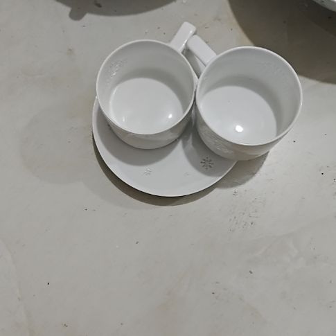 瓷玲珑咖啡杯2个咖啡碟2个微瑕疵