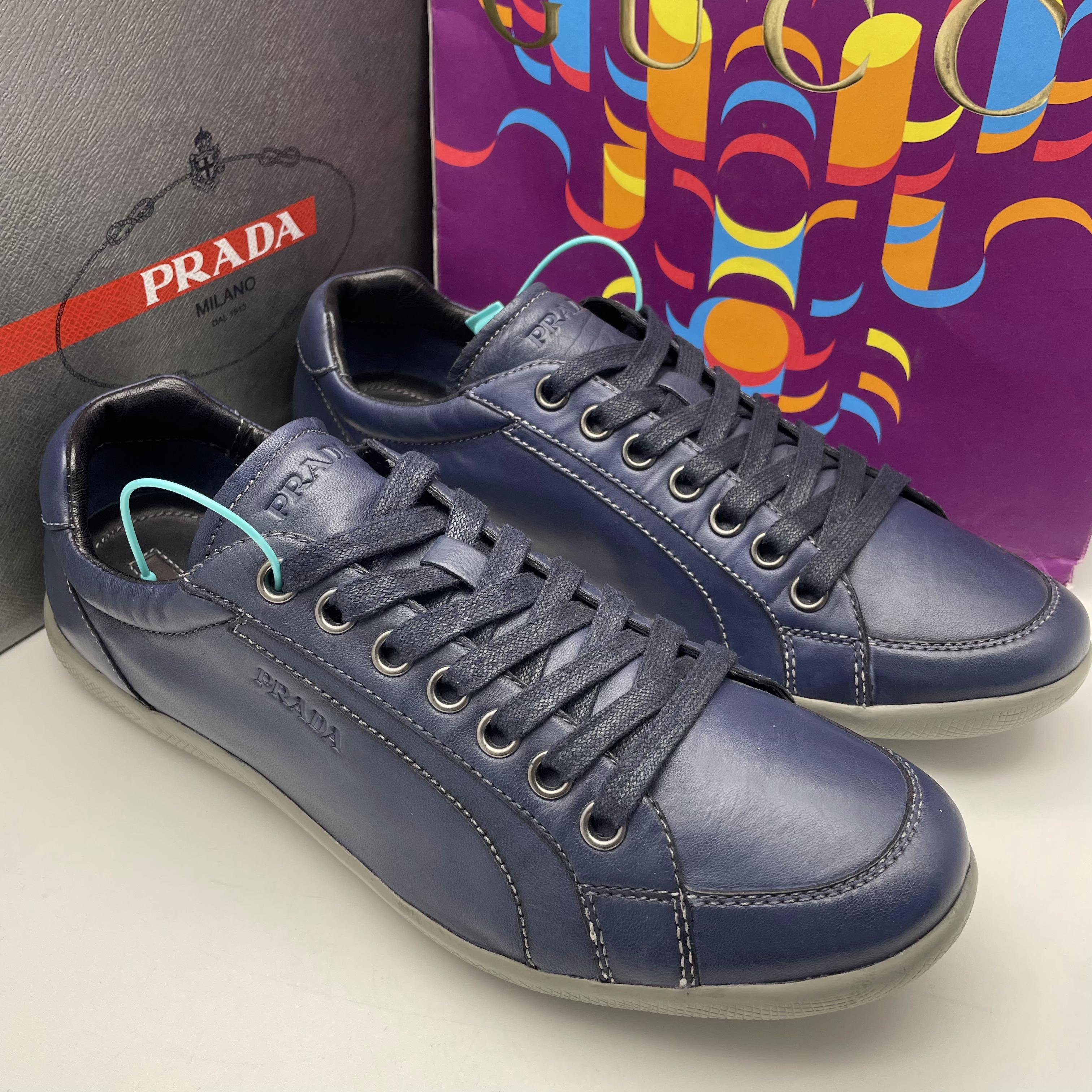 95新 Prada/普拉达 42.5欧码/二手男士经典款蓝色舒适时尚休闲鞋
