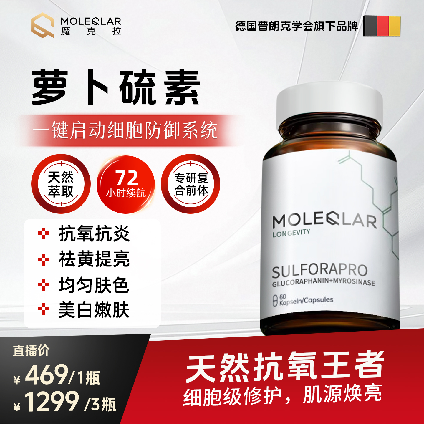 Moleqlar-Sulforapro超级冻龄元料萝卜硫素胶囊.（60粒装）