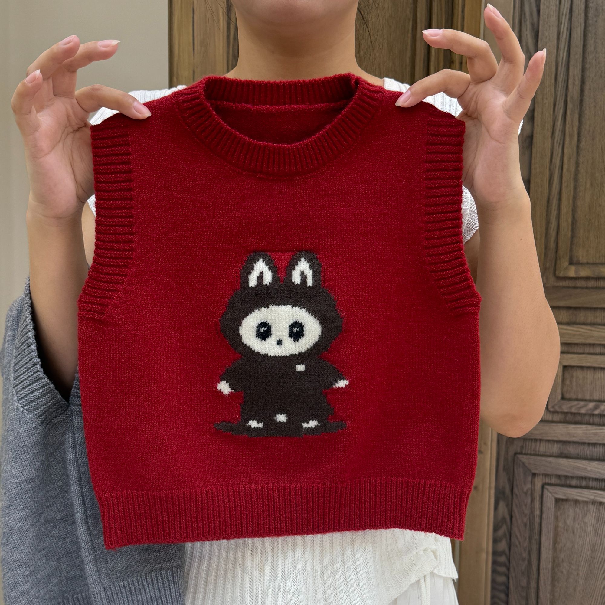 【拉布布】2025秋冬新款男女童装套头男孩马甲宝宝针织衫圆领背心