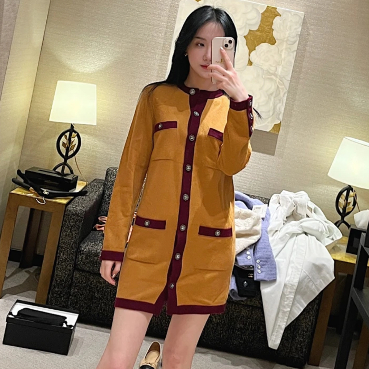 99新 Chanel/香奈儿 21K长款四口袋针织开衫连衣裙36码