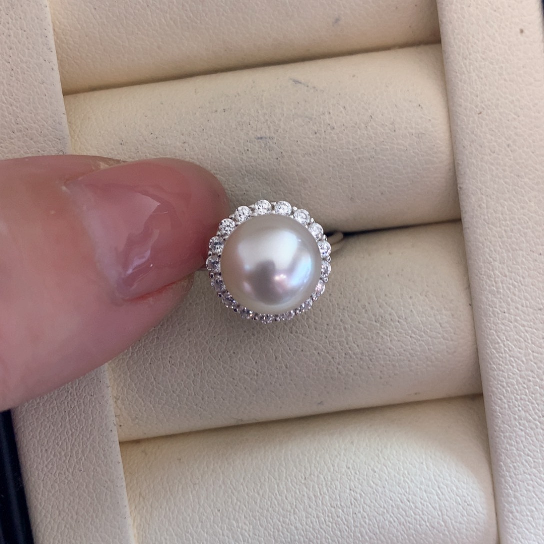 海水珍珠戒指银S925镶嵌