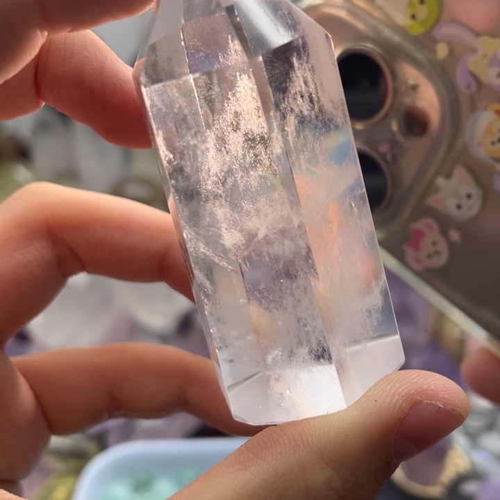 水晶珠宝半成品未镶嵌天然水晶白水蓝针柱14