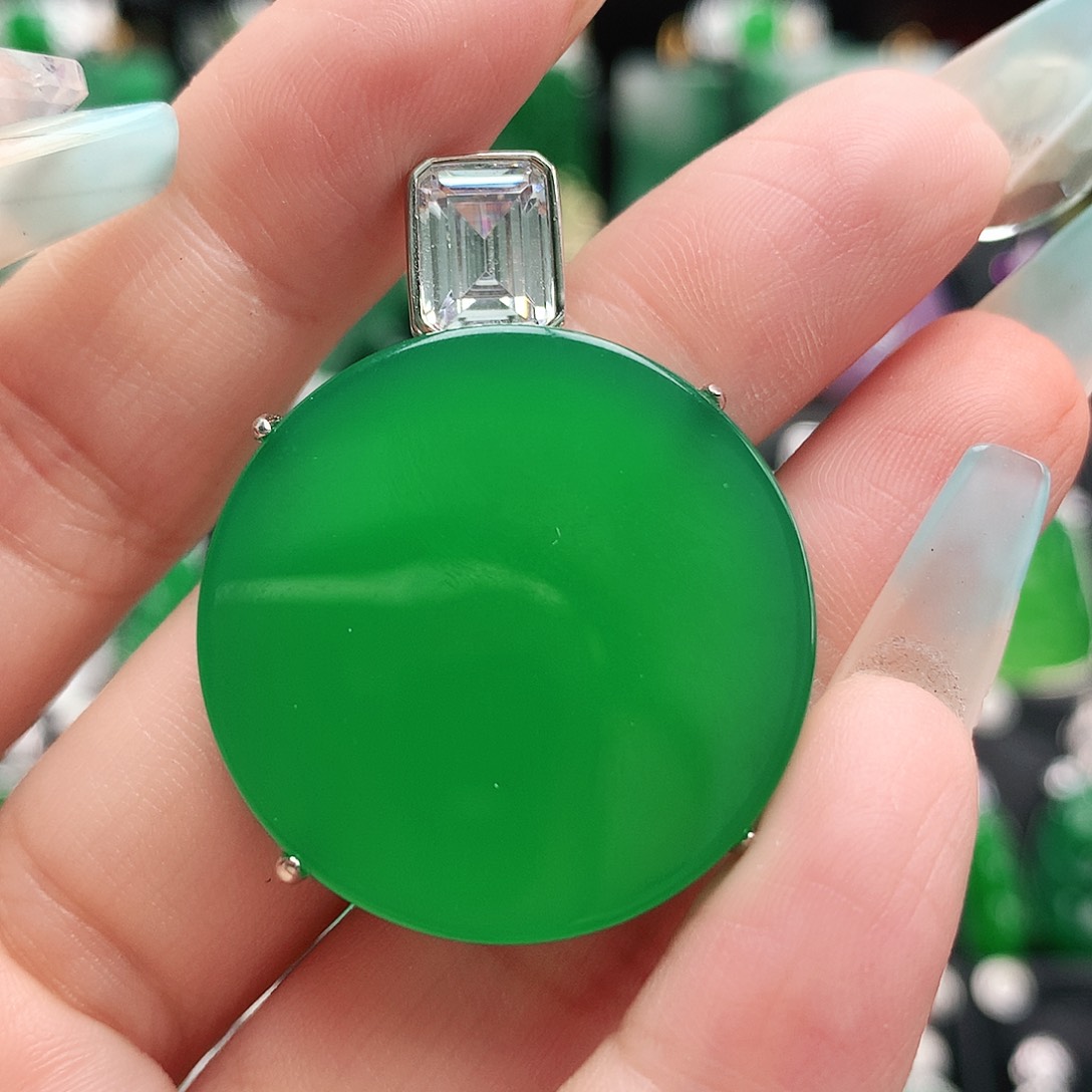 玛瑙/玉髓吊坠银S925镶嵌