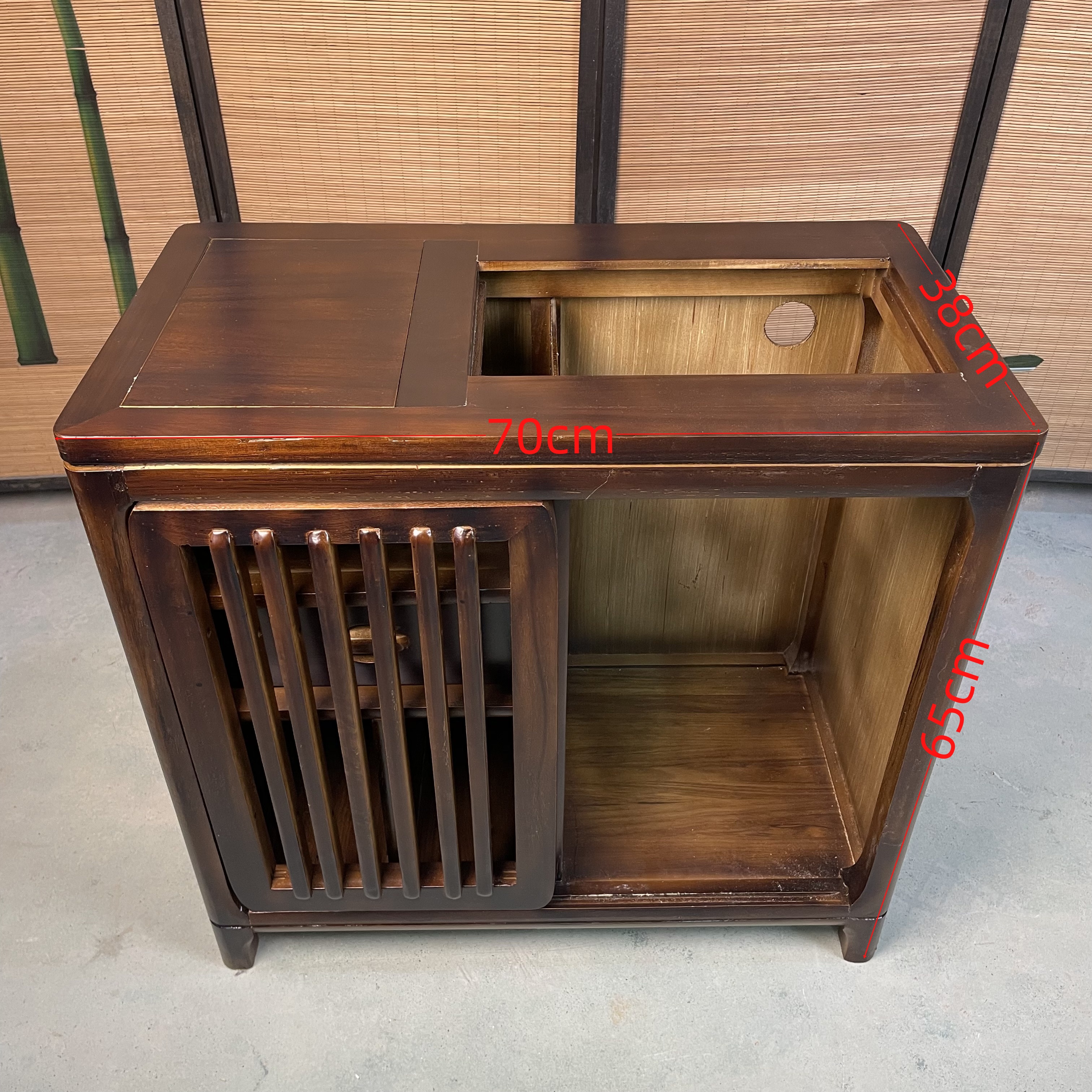 胡桃木茶水柜实木边柜可移动家用阳台一体烧水茶柜茶柜简约新中式