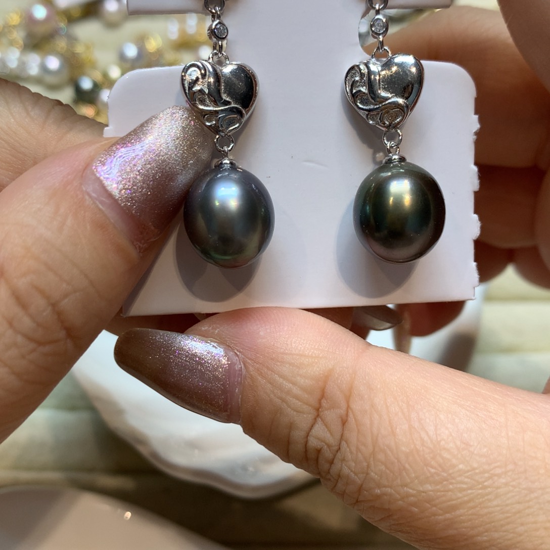 银S925镶嵌海水珍珠耳饰