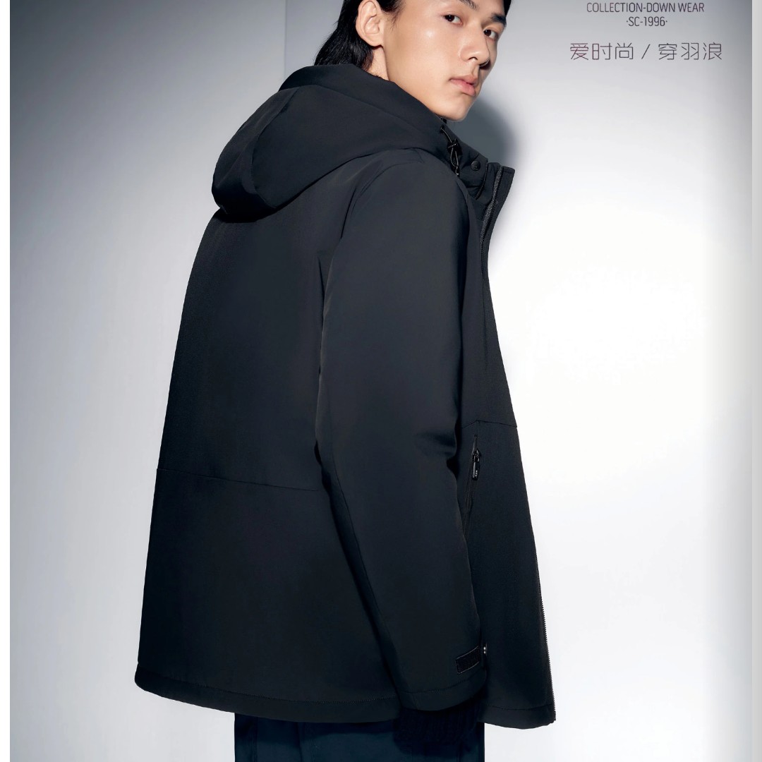 新款男士冲锋三合一九成品羽绒服连帽螺纹防风秋冬保暖可脱卸内胆