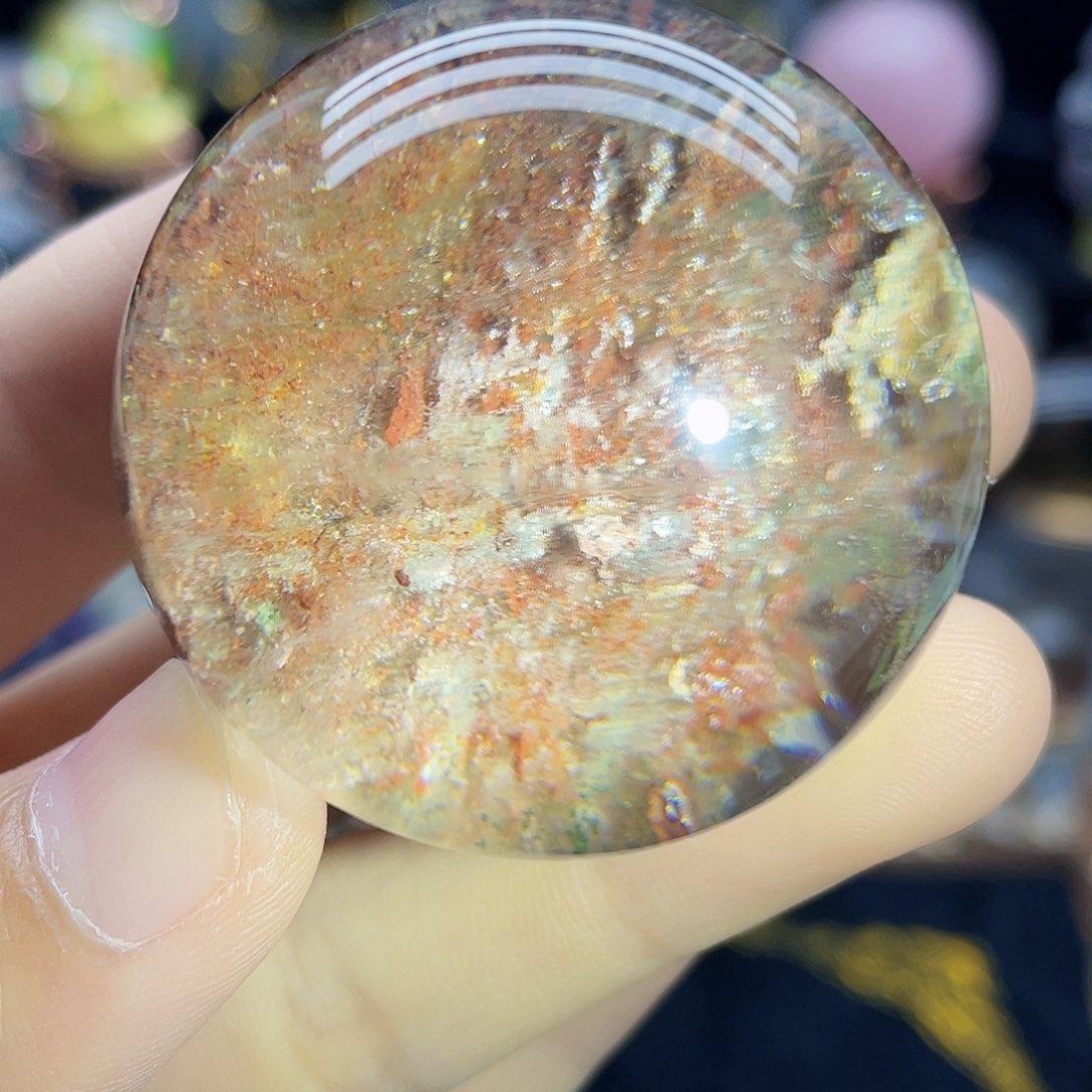 未镶嵌珠宝半成品水晶天然红幽灵41.4mm