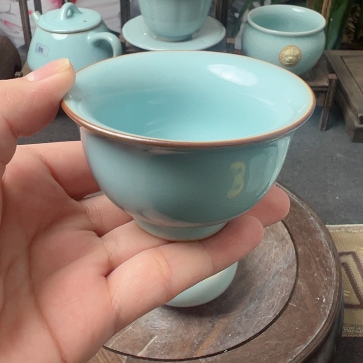 杯天青釉小压手微微微瑕nn