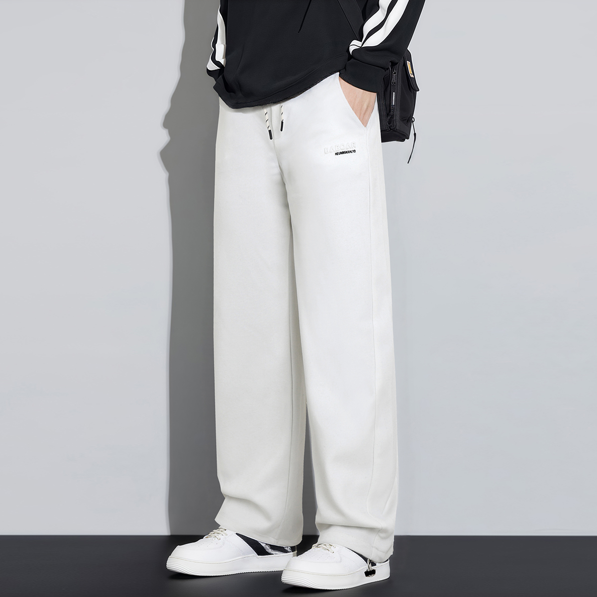 男童运动裤直筒时尚春秋常规款裤子纯色宽松直筒卫裤卫裤抽绳