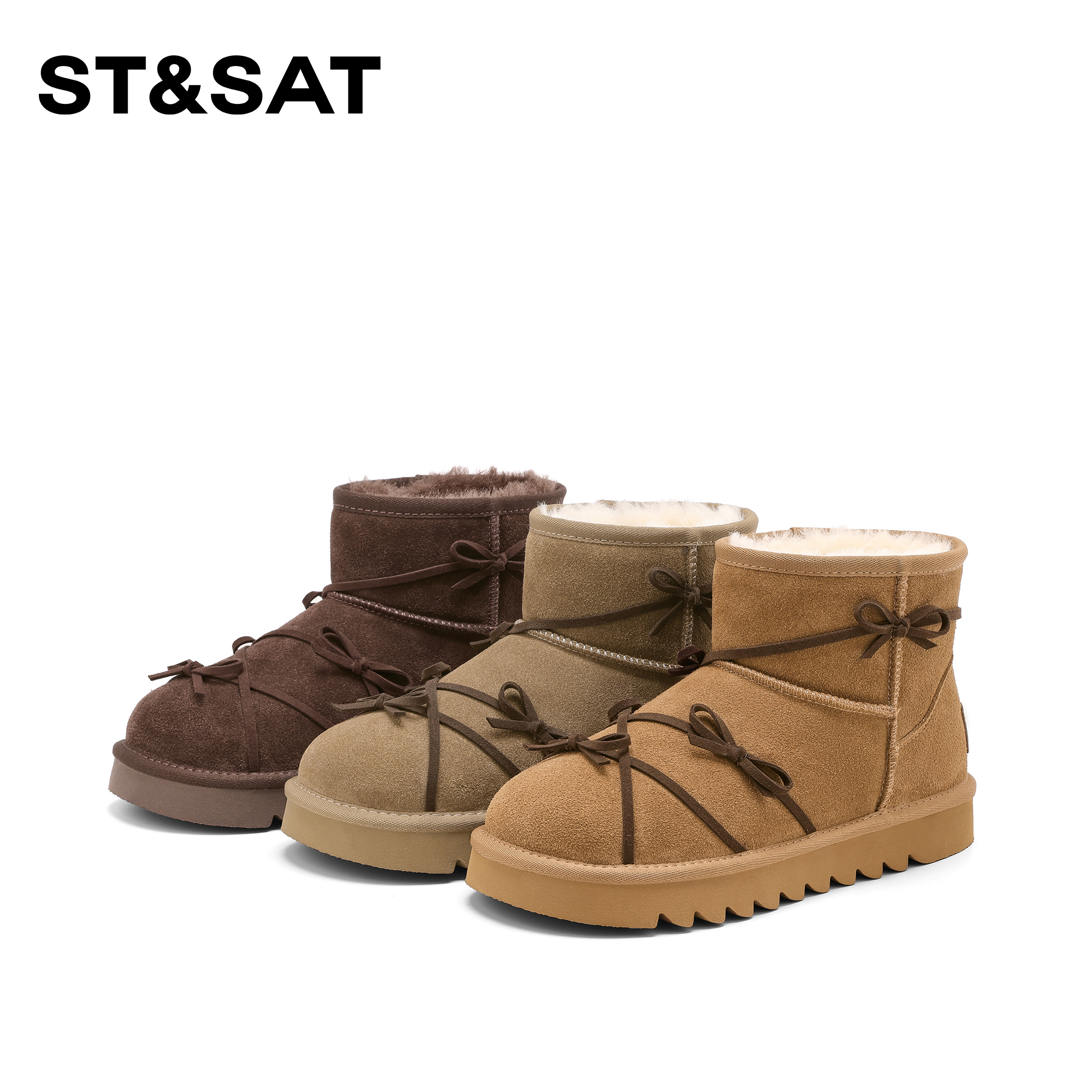 St&Sat/星期六棉靴时尚雪地靴2025新款保暖低帮短筒套筒棉鞋加绒