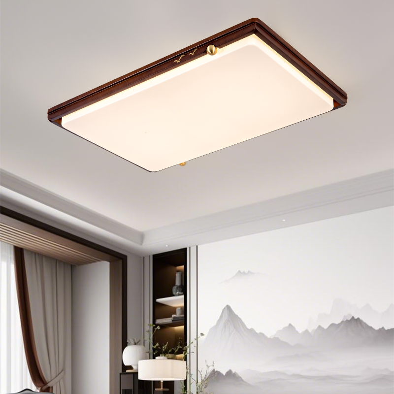 新中式实木灯 方形客厅灯餐厅灯卧室灯吸顶灯led灯ym-9071