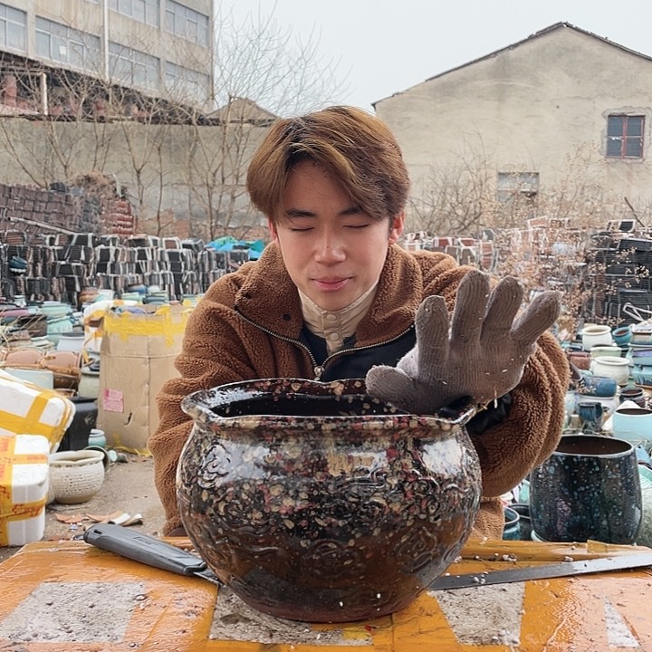 无铅玻璃宜兴紫砂花盆