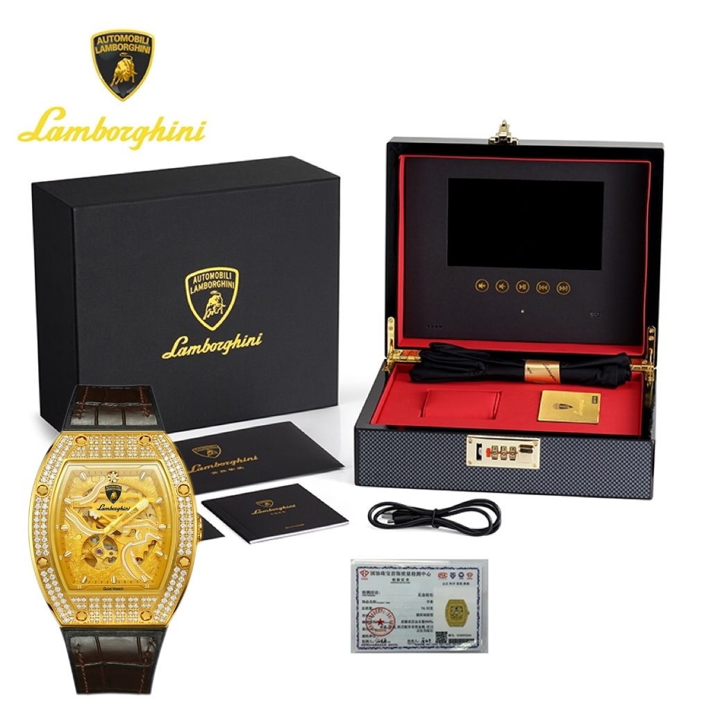 AutomobiliLamborghiniYY兰博基尼时尚商务酒桶型腕表8385G！