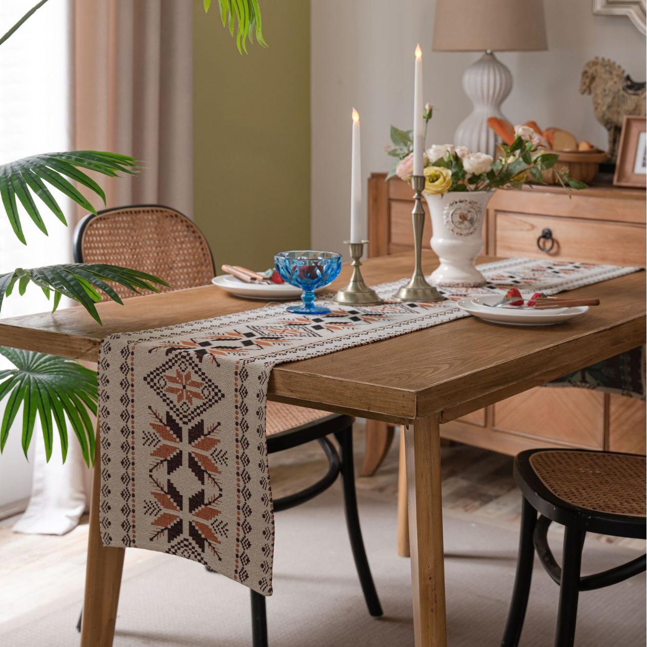 桌旗提花雪花美式流苏派对装饰美式装饰玄关盖巾