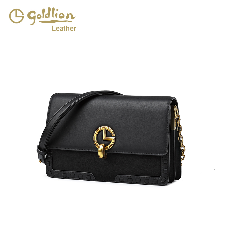 【秋冬好礼】金利来腋下牛毛包头层牛皮风琴包ol斜挎单肩包包女包