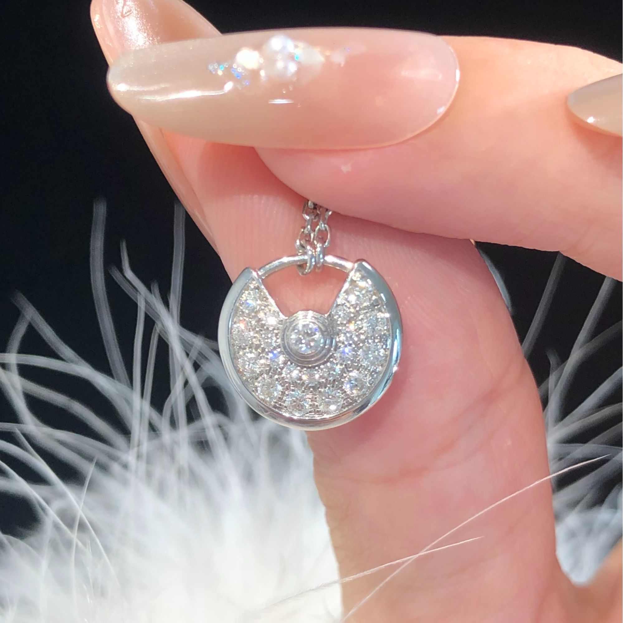 18K金满钻平安扣项链 (定制品质48小时鉴赏期)