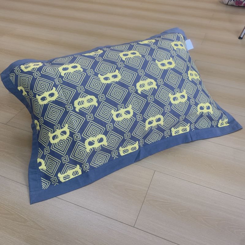 W【枕巾-回纹字母-黄蓝】 52*78cm高密纱布枕巾柔软高档透气