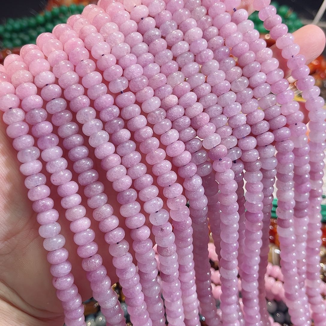 玛瑙/玉髓未镶嵌珠宝半成品紫玉算盘8mm两条