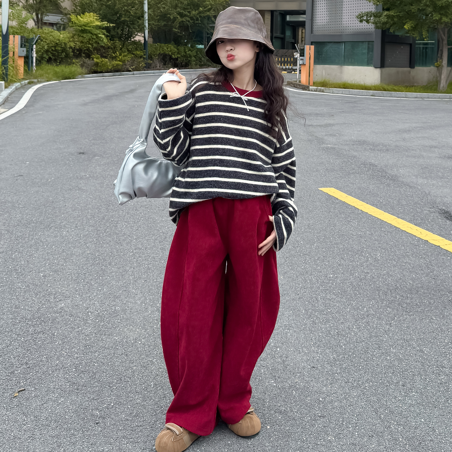 【加绒加厚】女童休闲裤2025新款秋冬季洋气女孩宽松长裤儿童老爹裤