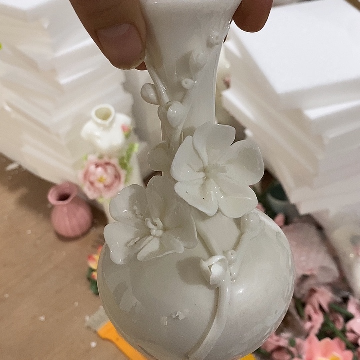 瓷片纯手工陶瓷花摆件1瑕疵