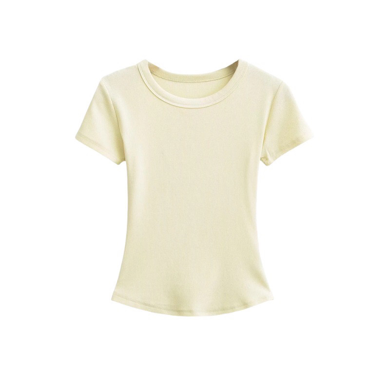 【悦己】美式修身小圆领正肩显瘦T恤基础弹力修身休闲短袖上衣纯色