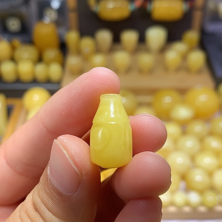 蜜蜡未镶嵌裸石天然原矿黄白花蜜蜡三通11