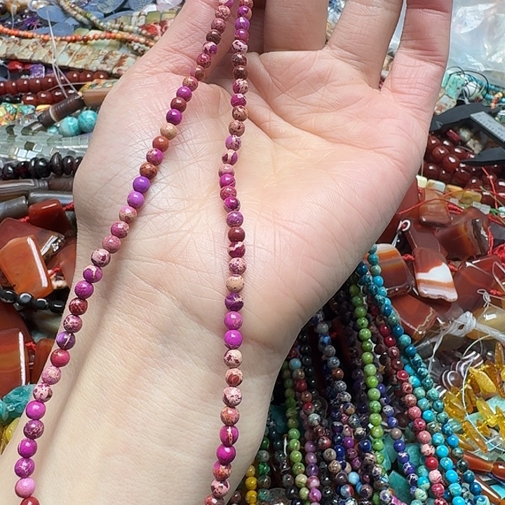 玛瑙/玉髓未镶嵌珠宝半成品一条4mm帝王石