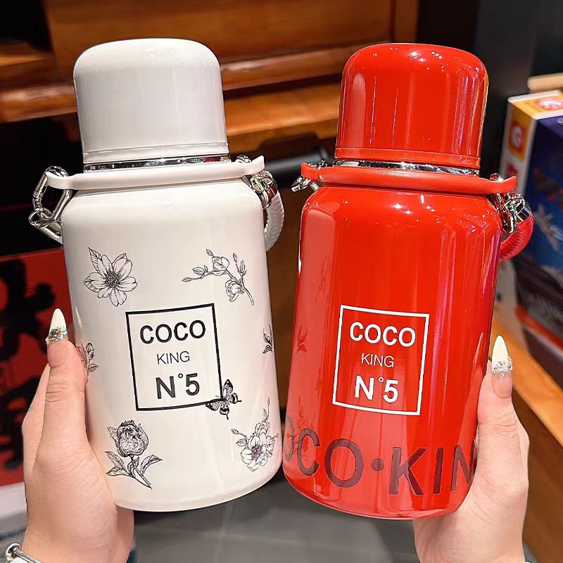 格调美美【实体品质】大容量保温杯男女士便携316双饮杯手提水壶