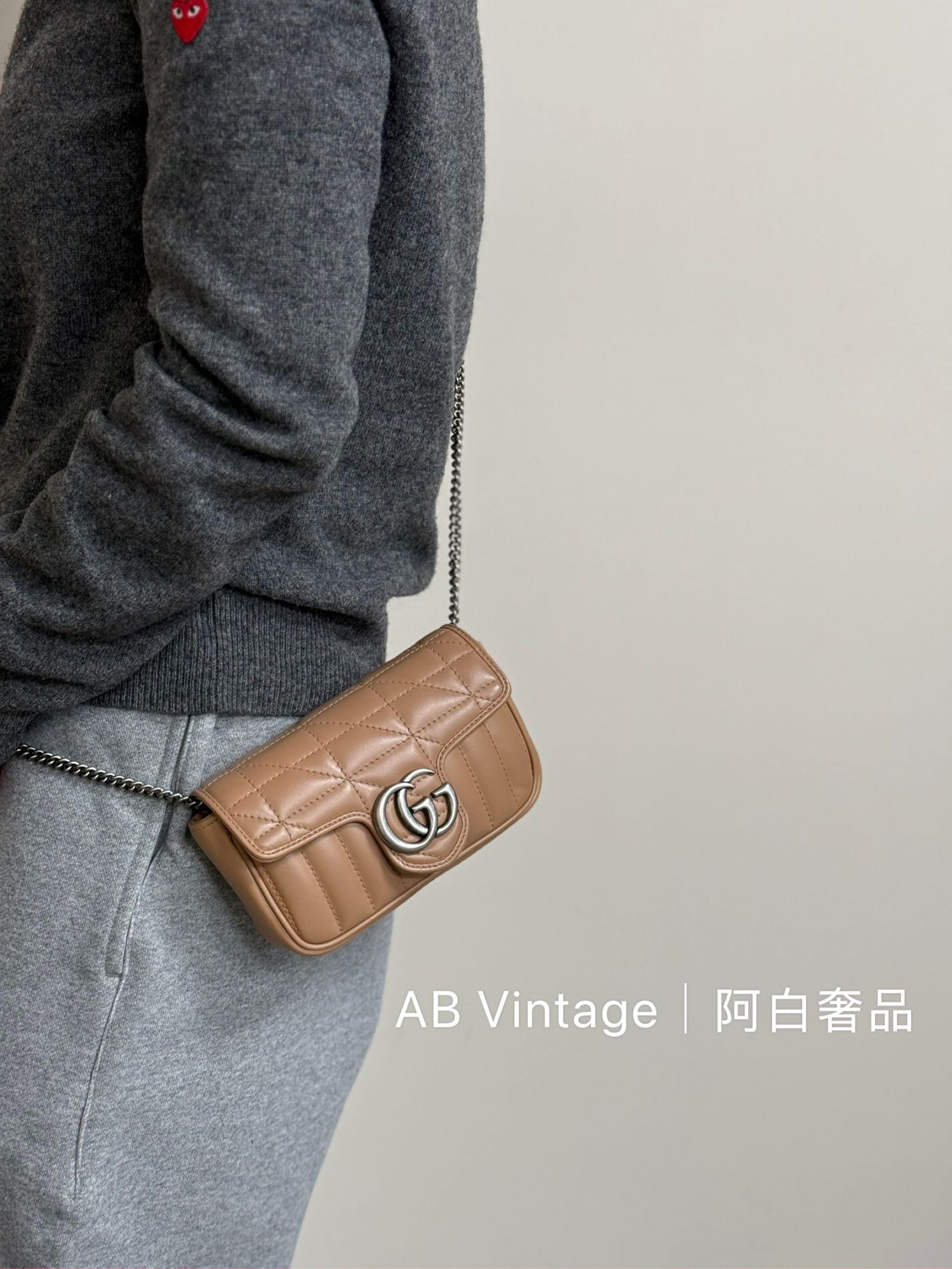 95新 GUCCI/古驰 阿白奢品/古驰 mini马蒙单肩包