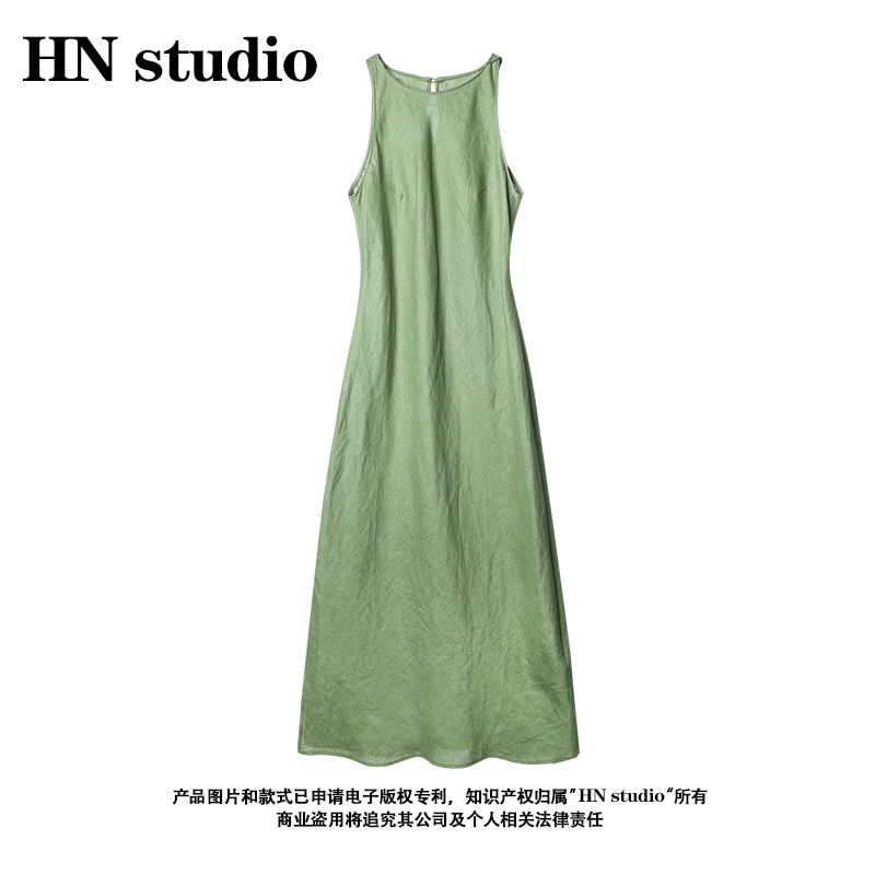 秋季新款亚麻净色时尚显瘦百搭宽松中长款HN84002