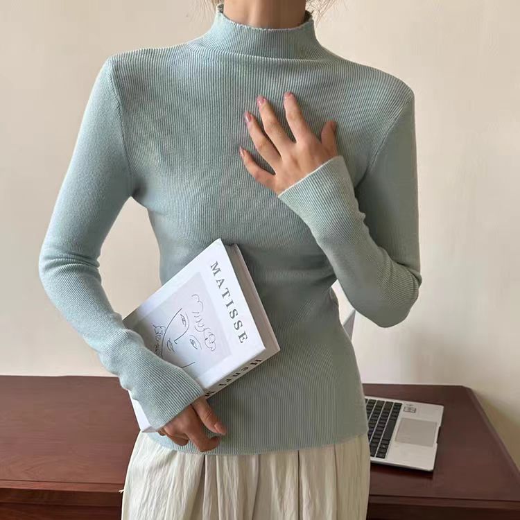 美丽诺超细半高领修身打底衫