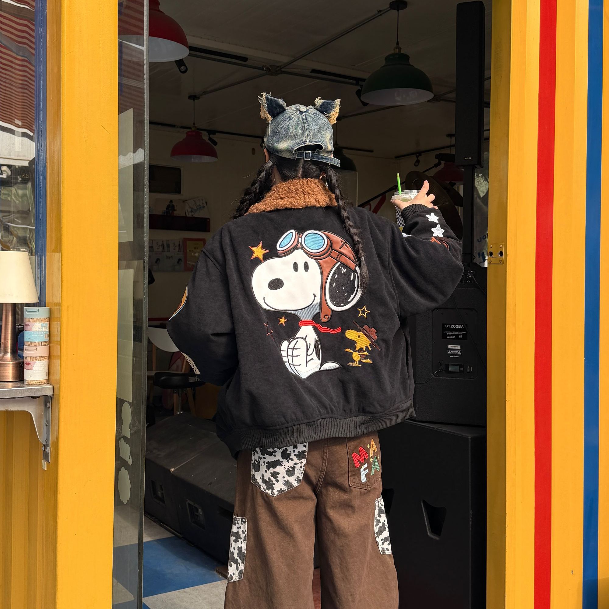 3甜【飞行员史努比探勘鸟】复古小众设计男女款棉服外套5171