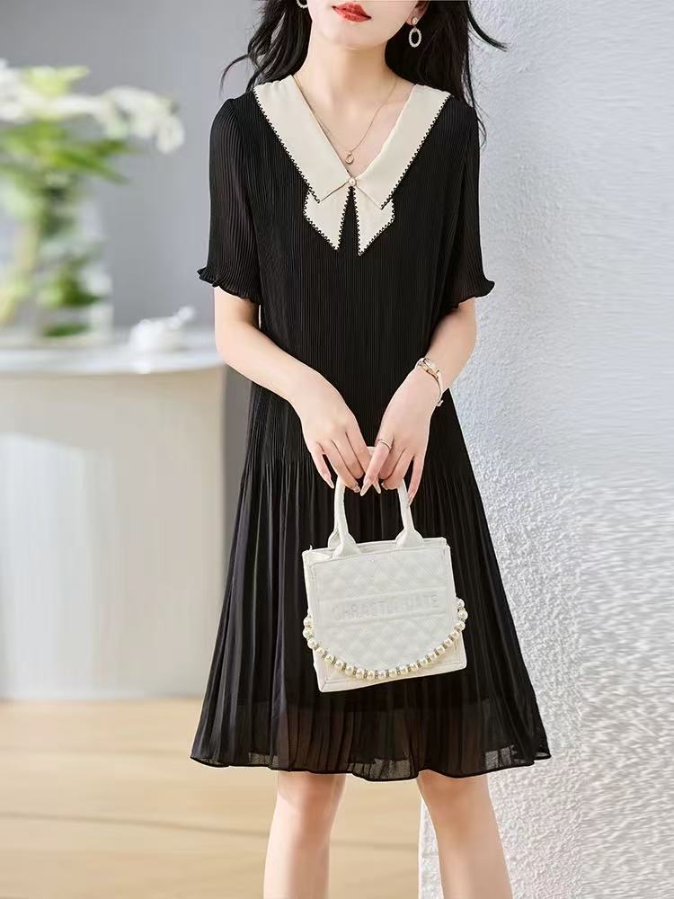 【JX80黑色气质裙】麦多多专属2025时尚百搭洋气夏季中长款连衣裙