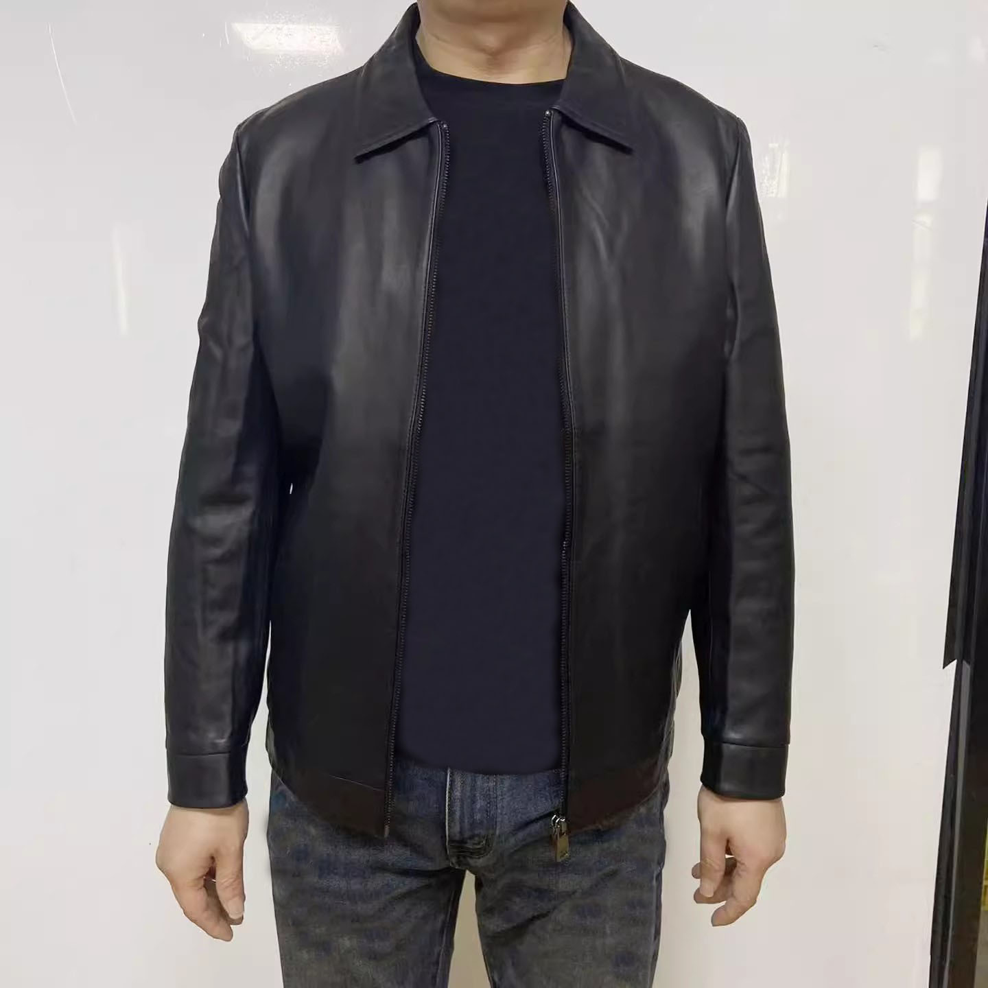 H1266.新款男士高级皮衣 简单百搭经典翻领款短款商务行政外套 
