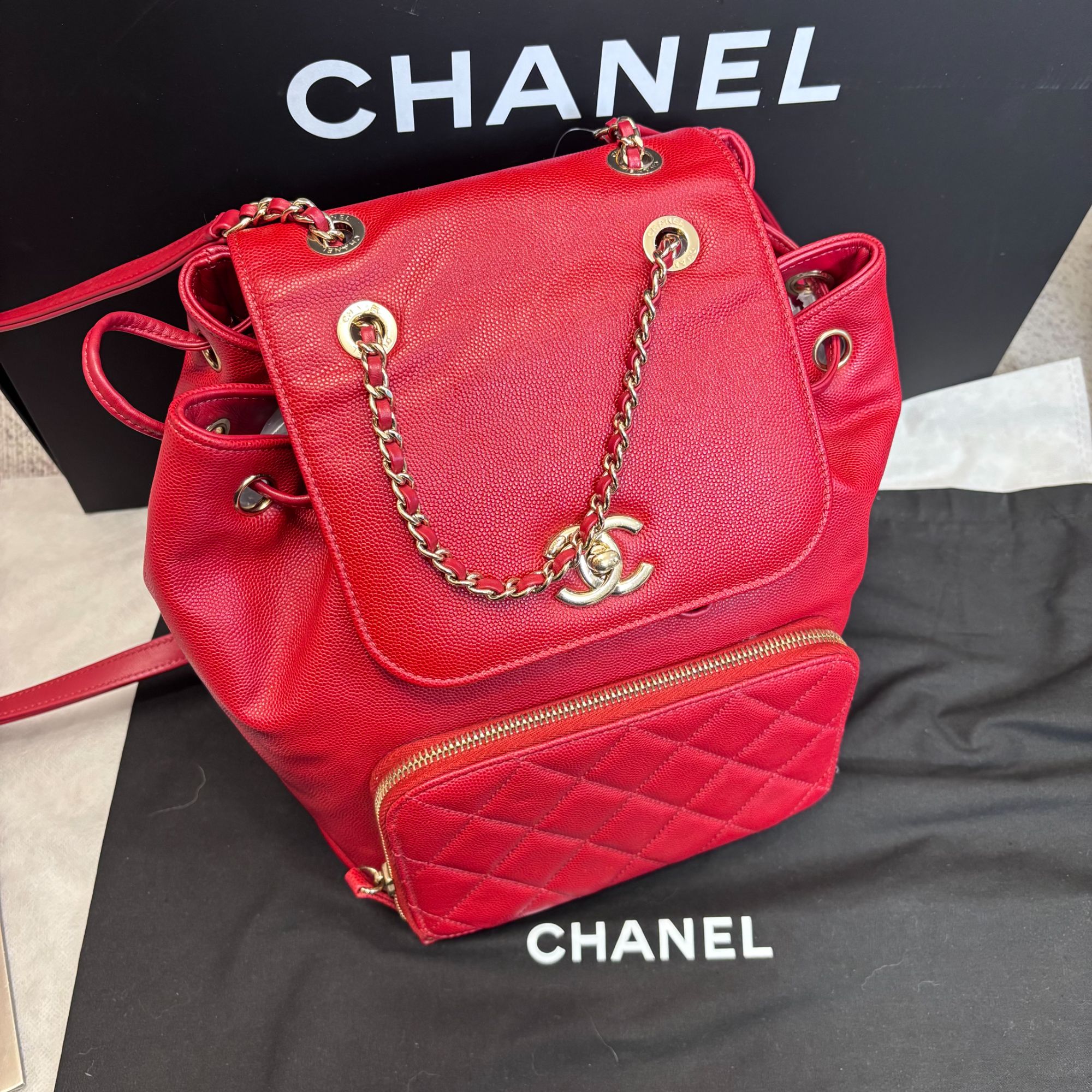 95新 Chanel/香奈儿 多多奢品/香奈儿鱼子酱菱格纹双肩包/98新