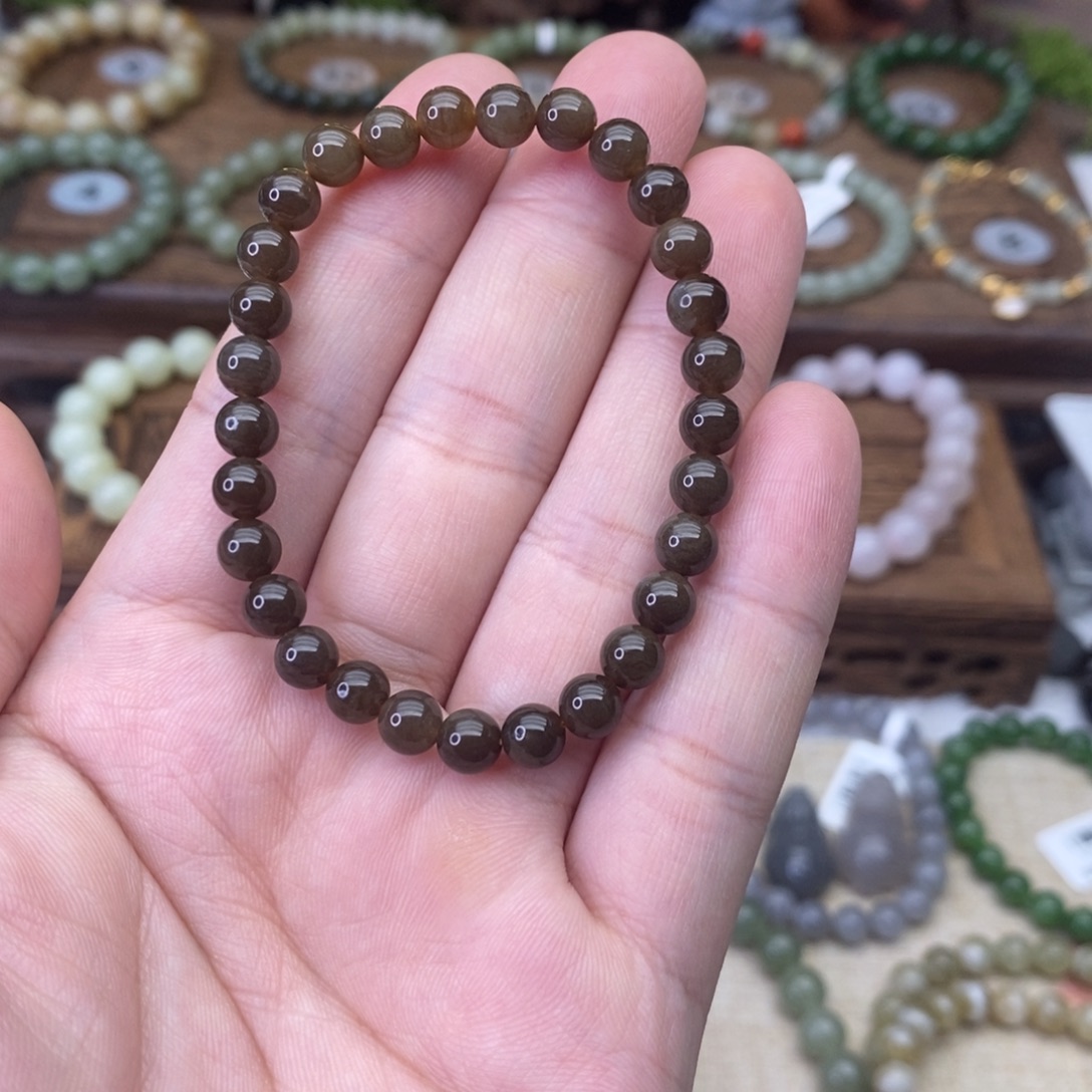 小***糖和田玉未镶嵌手链深糖卡6